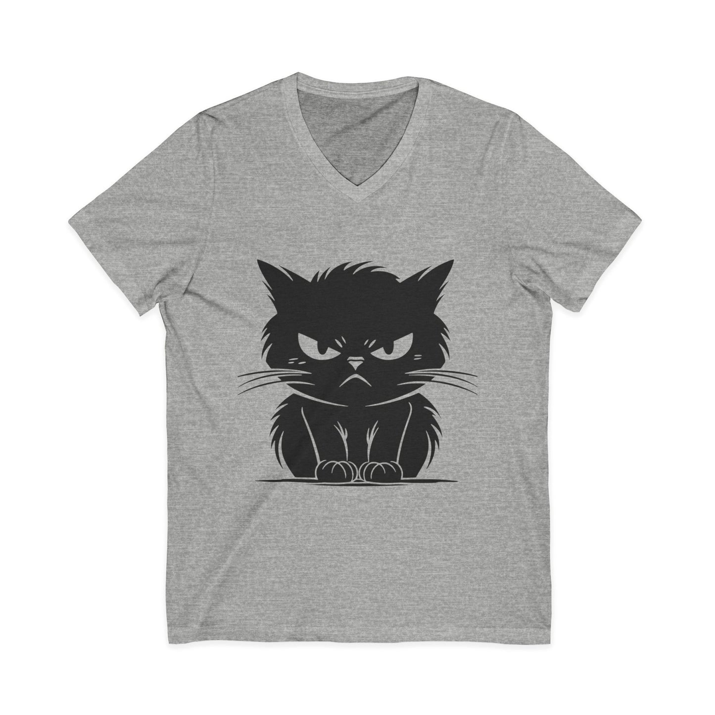 Angry Cat Unisex Short Sleeve V-Neck Tee