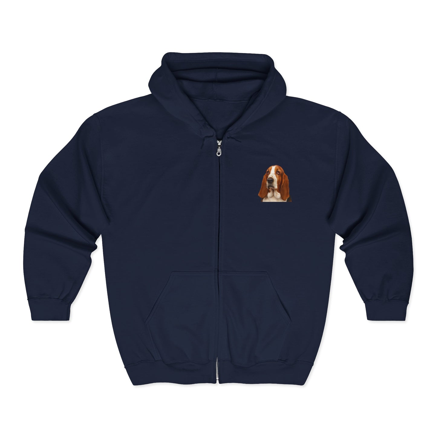 Basset Head Unisex Full Zip Hoodie
