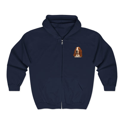 Basset Head Unisex Full Zip Hoodie
