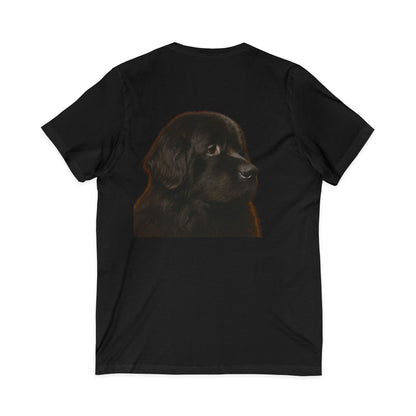 Newfie Head Unisex Short Sleeve V-Neck Tee