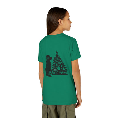Golden Christmas Tree Youth Unisex Short Sleeve Crewneck Tee