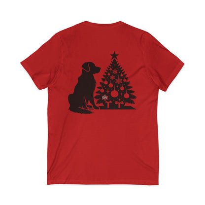 Golden Christmas Tree Unisex Short Sleeve V-Neck Tee