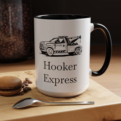 H**ker Express Wheel Lift Tow Truck 2-Tone Coffee Mug