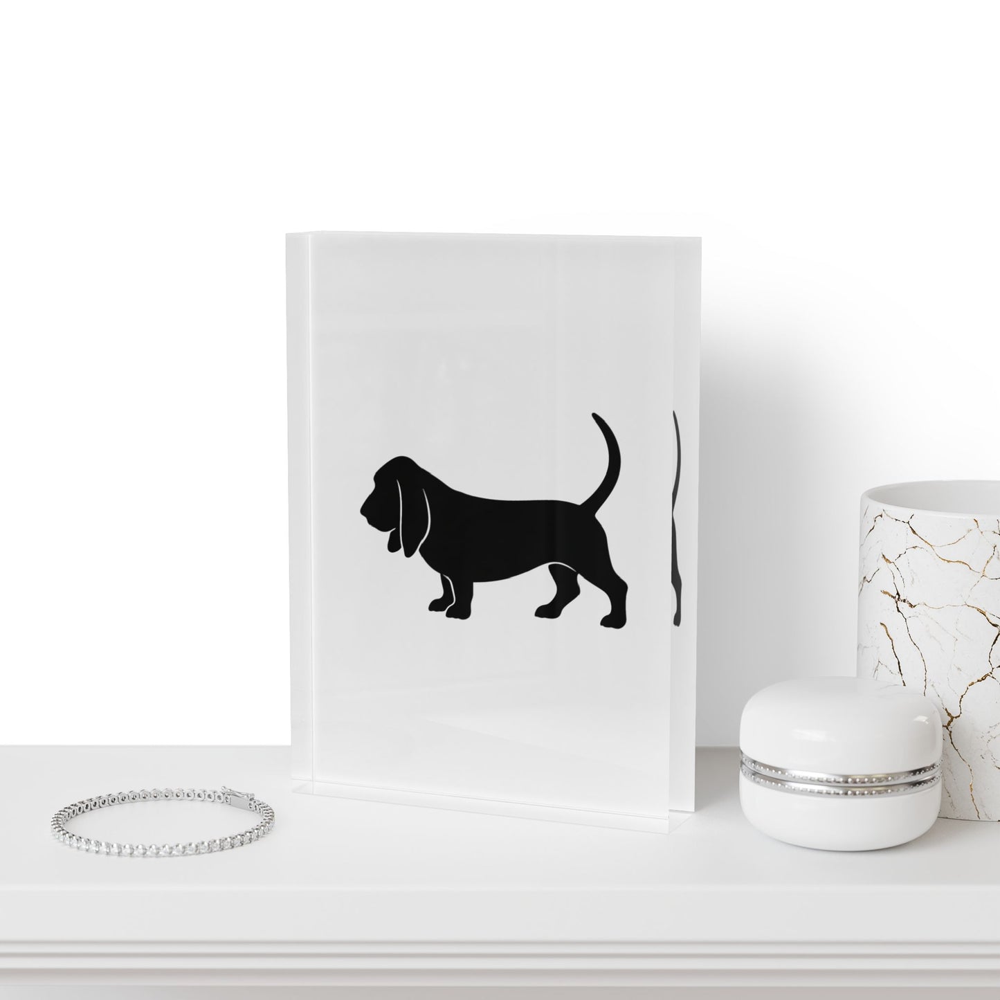 Basset Hound Silhouette Acrylic Photo Block