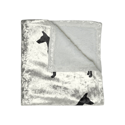Doberman Silhouette Crushed Velvet Blanket