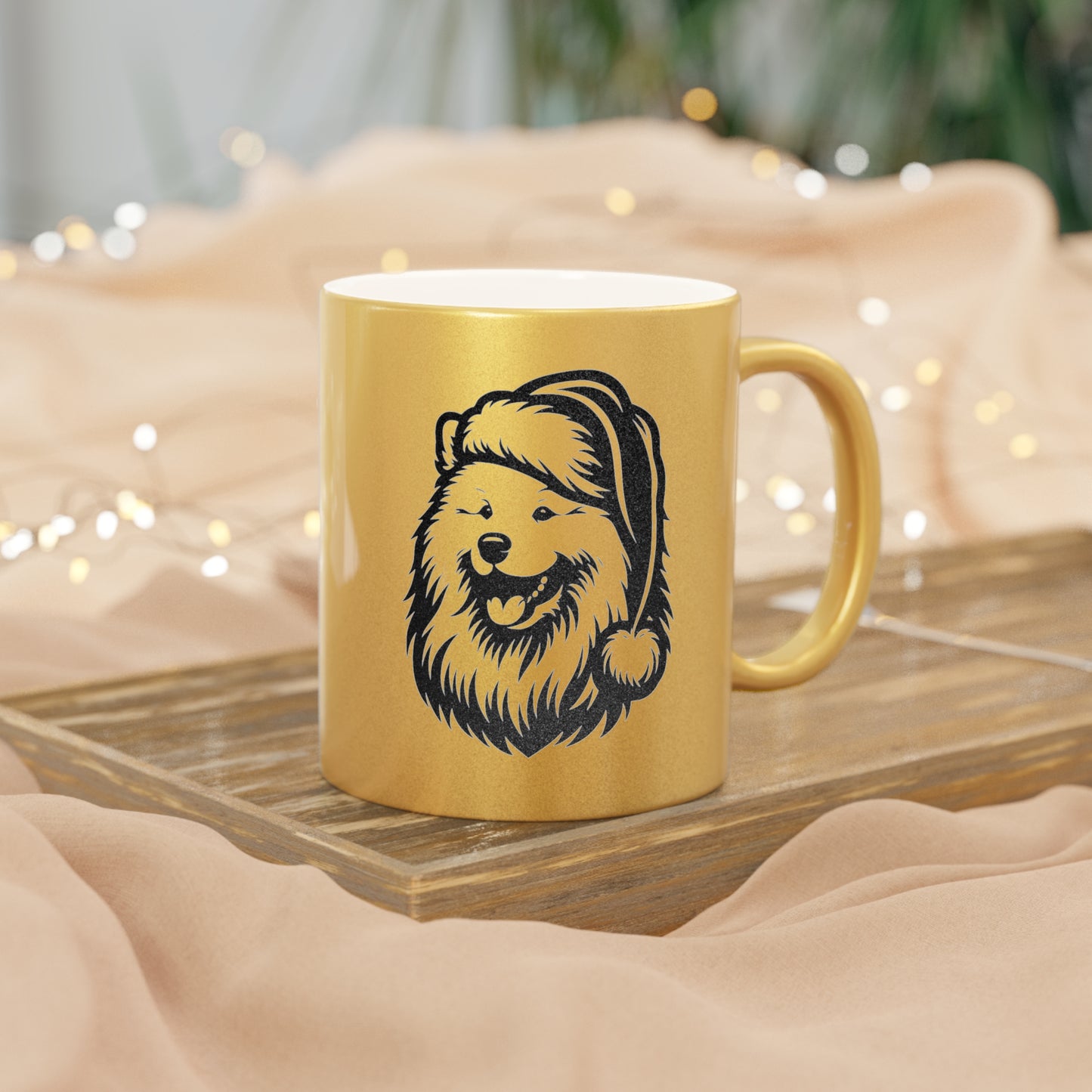 Santa Paws Samoyed Metallic Coffee Mug