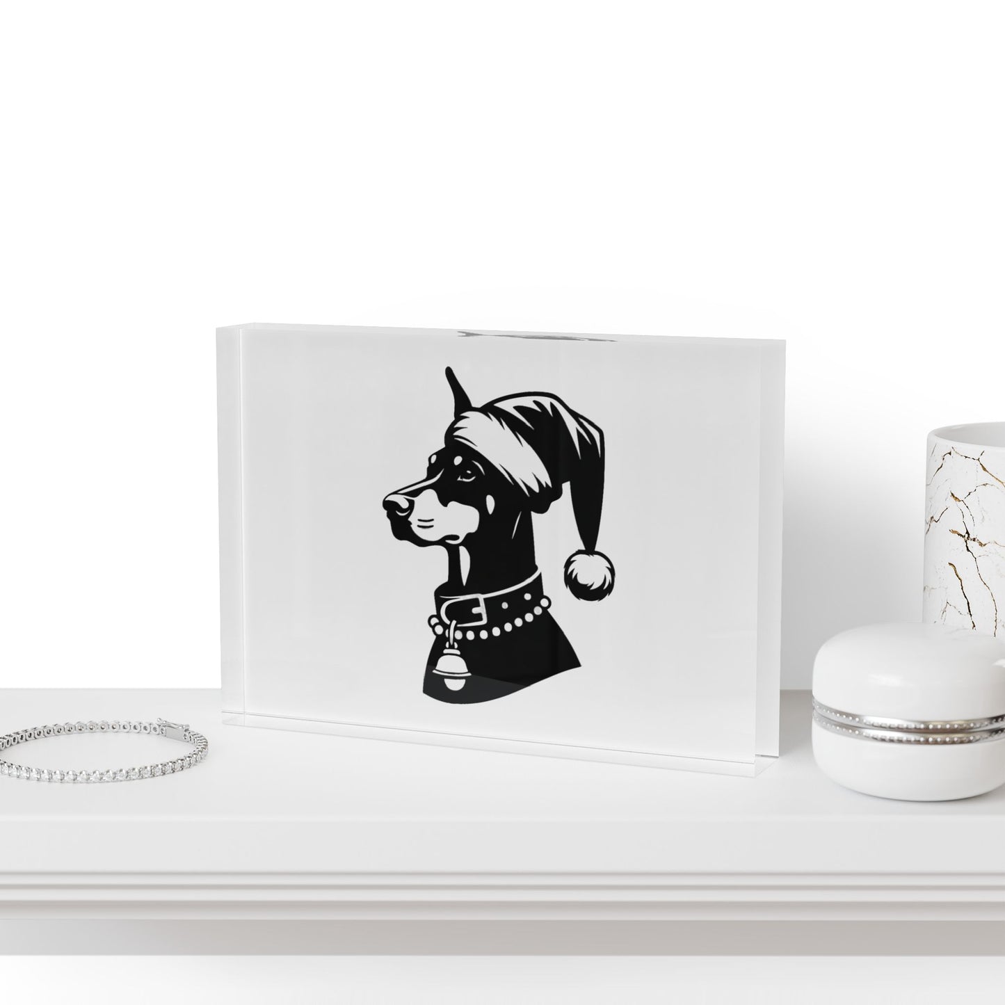 Santa Paws Doberman Acrylic Photo Block