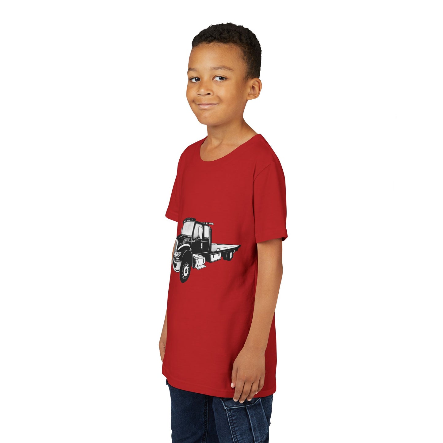 Flatbed Tow Truck Youth Unisex Short Sleeve Crewneck Tee