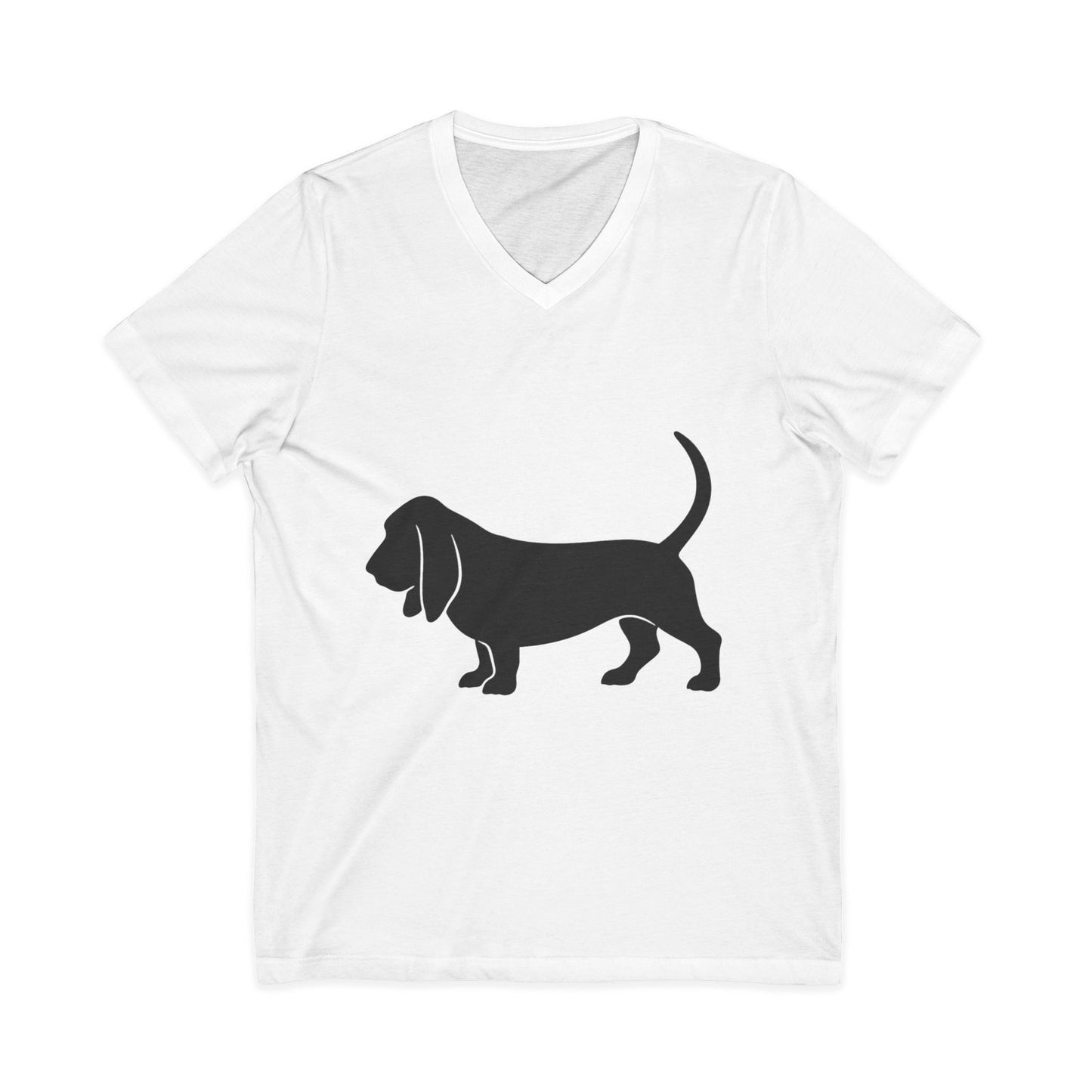 Basset Hound Silhouette Unisex Short Sleeve V-Neck Tee