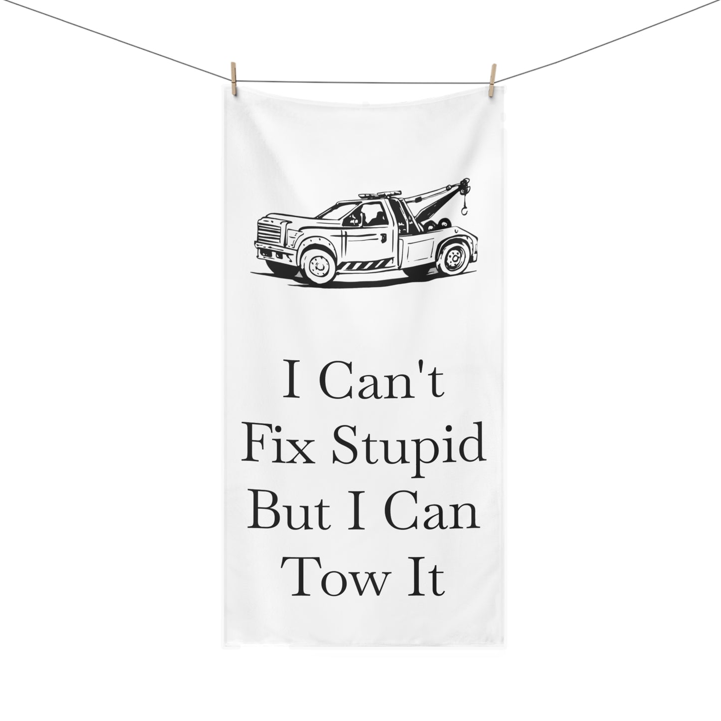 I Can't Fix Stupid Wheel Lift Tow Truck Mink-Cotton  Beach Towel