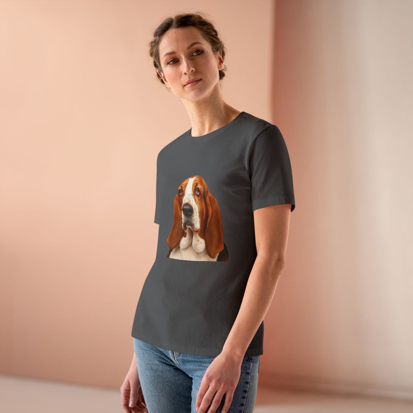 Basset Head Women's Short Sleeve Crewneck Tee