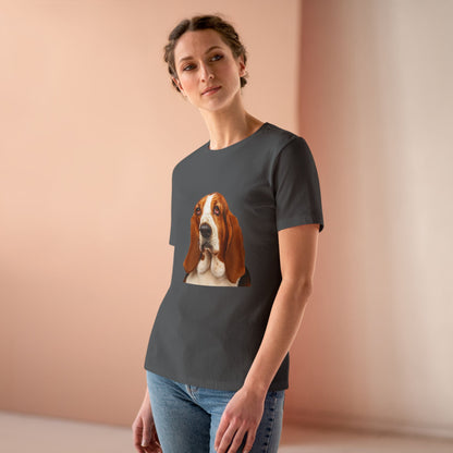 Basset Head Women's Short Sleeve Crewneck Tee
