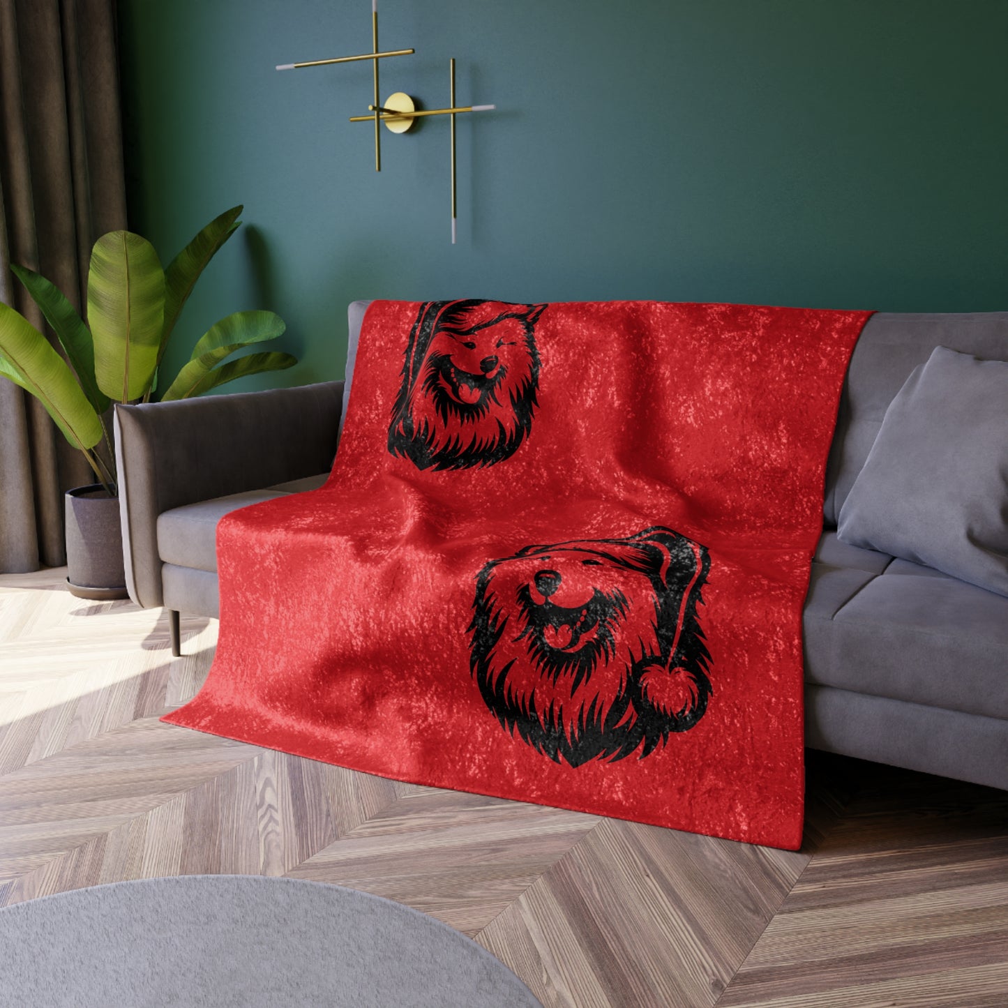 Santa Paws Samoyed Crushed Velvet Blanket