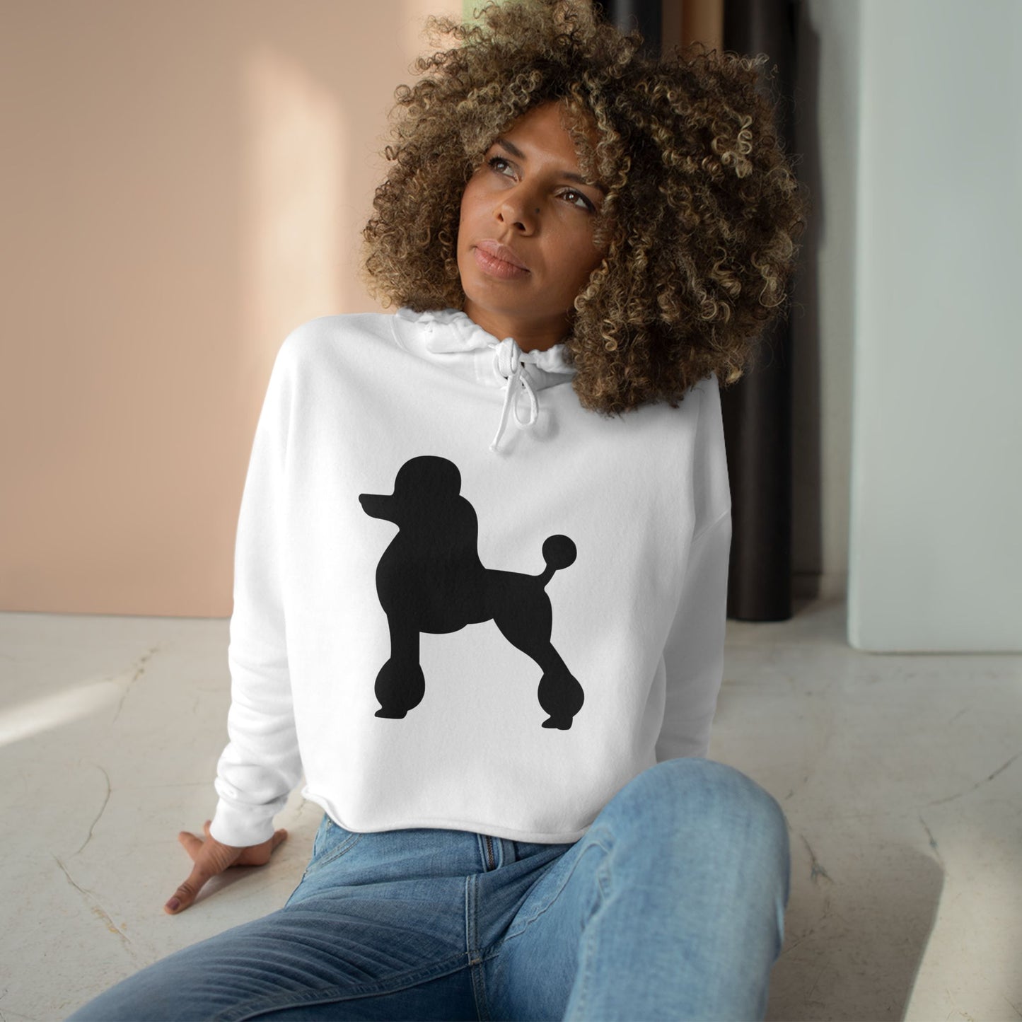 Poodle Silhouette Women's Crop Hoodie