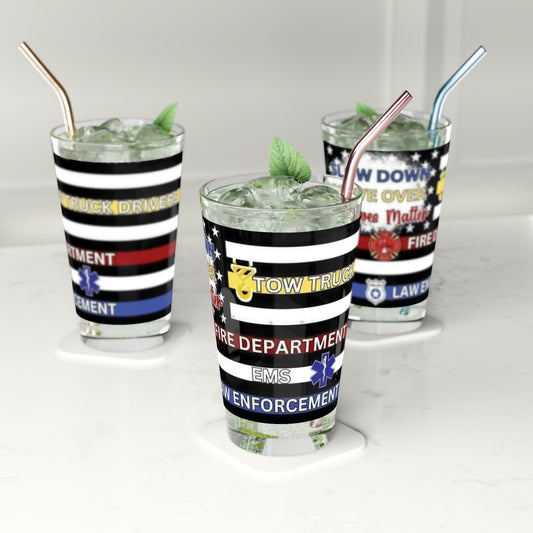 Slow Down Move Over Flag Drinking Glass