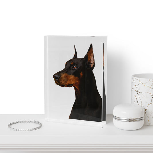 Doberman Head Acrylic Photo Block
