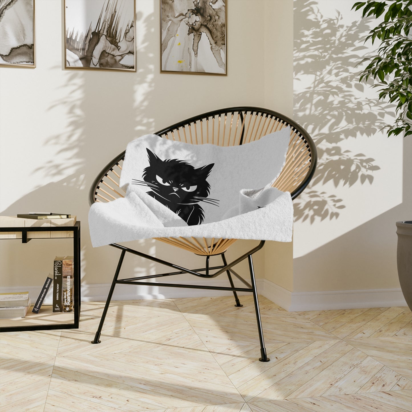 Angry Cat Velveteen Microfiber Blanket