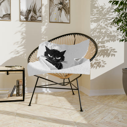 Angry Cat Velveteen Microfiber Blanket