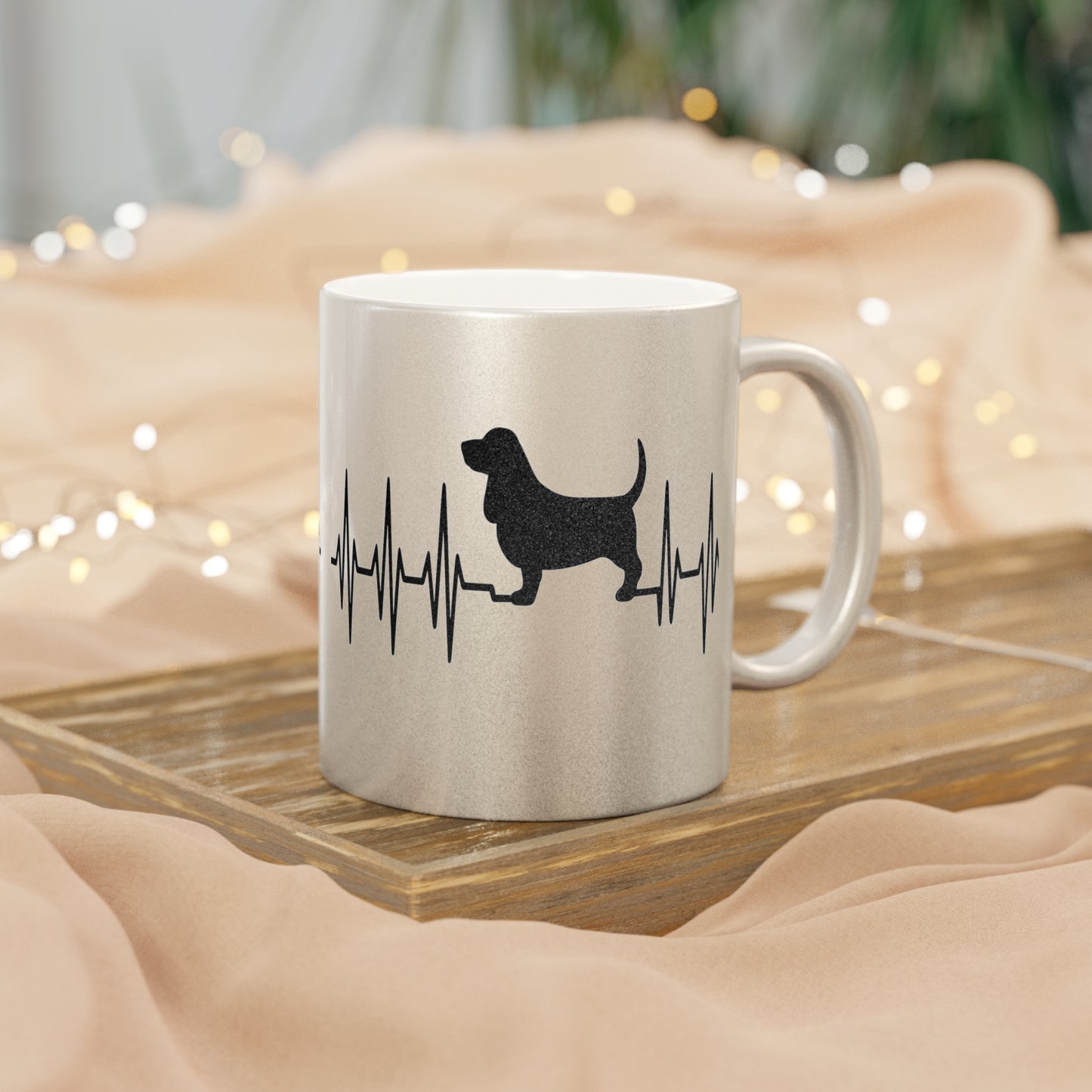 My Heart Beats For Basset Hounds Metallic Coffee Mug