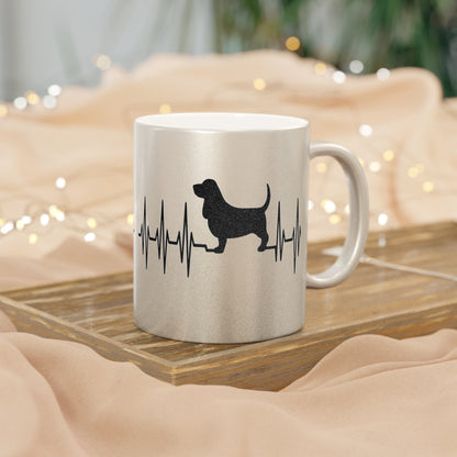 My Heart Beats For Basset Hounds Metallic Coffee Mug