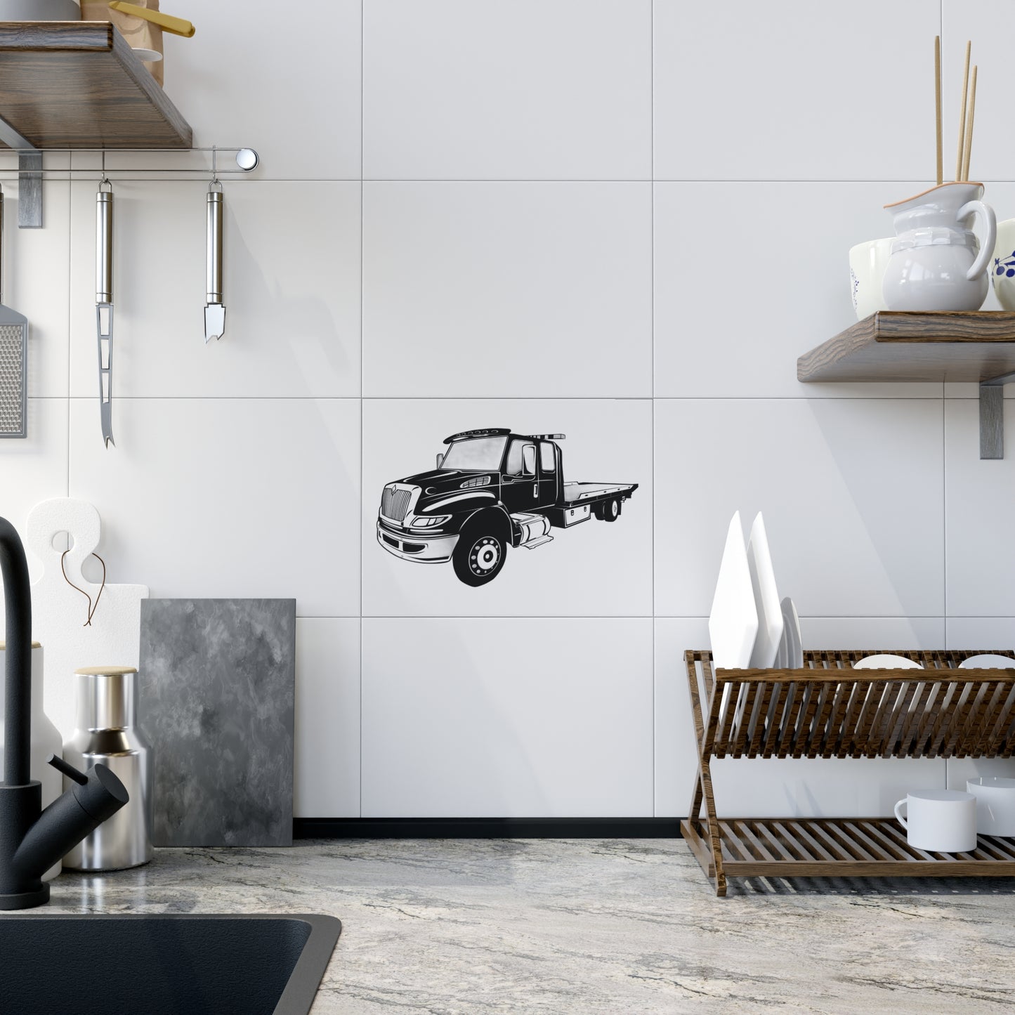 Flatbed Tow Truck Ceramic Photo Tile