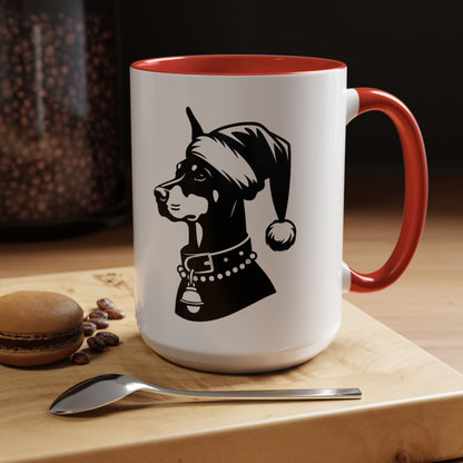 Santa Paws Doberman 2-Tone Coffee Mug