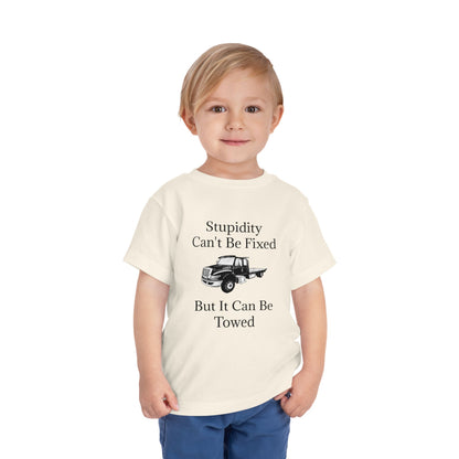 Stupidity Flatbed Tow Truck Toddler Unisex Short Sleeve Crewneck Tee