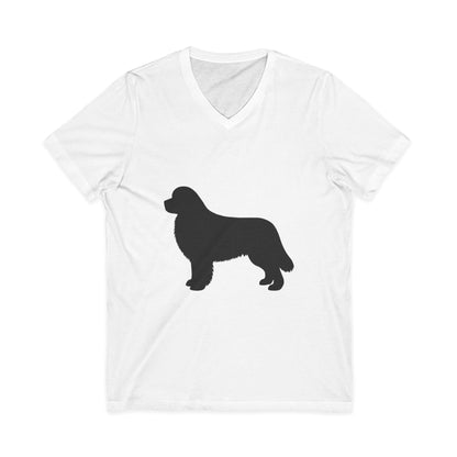 Newfie Silhouette Unisex Short Sleeve V-Neck Tee