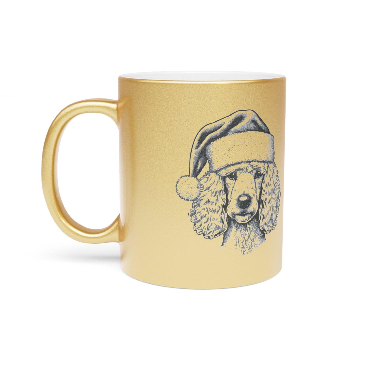 Santa Paws Poodle Metallic Coffee Mug
