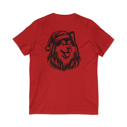 Santa Paws Malamute Unisex Short Sleeve V-Neck Tee
