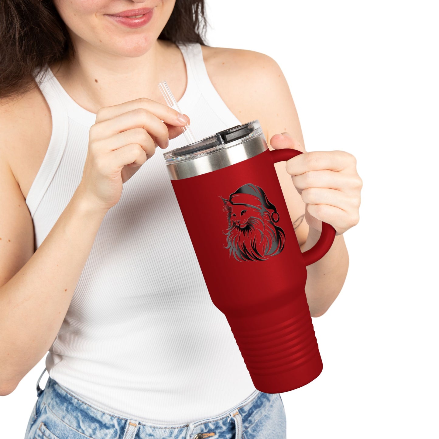 Santa Paws Cat Insulated Travel Mug