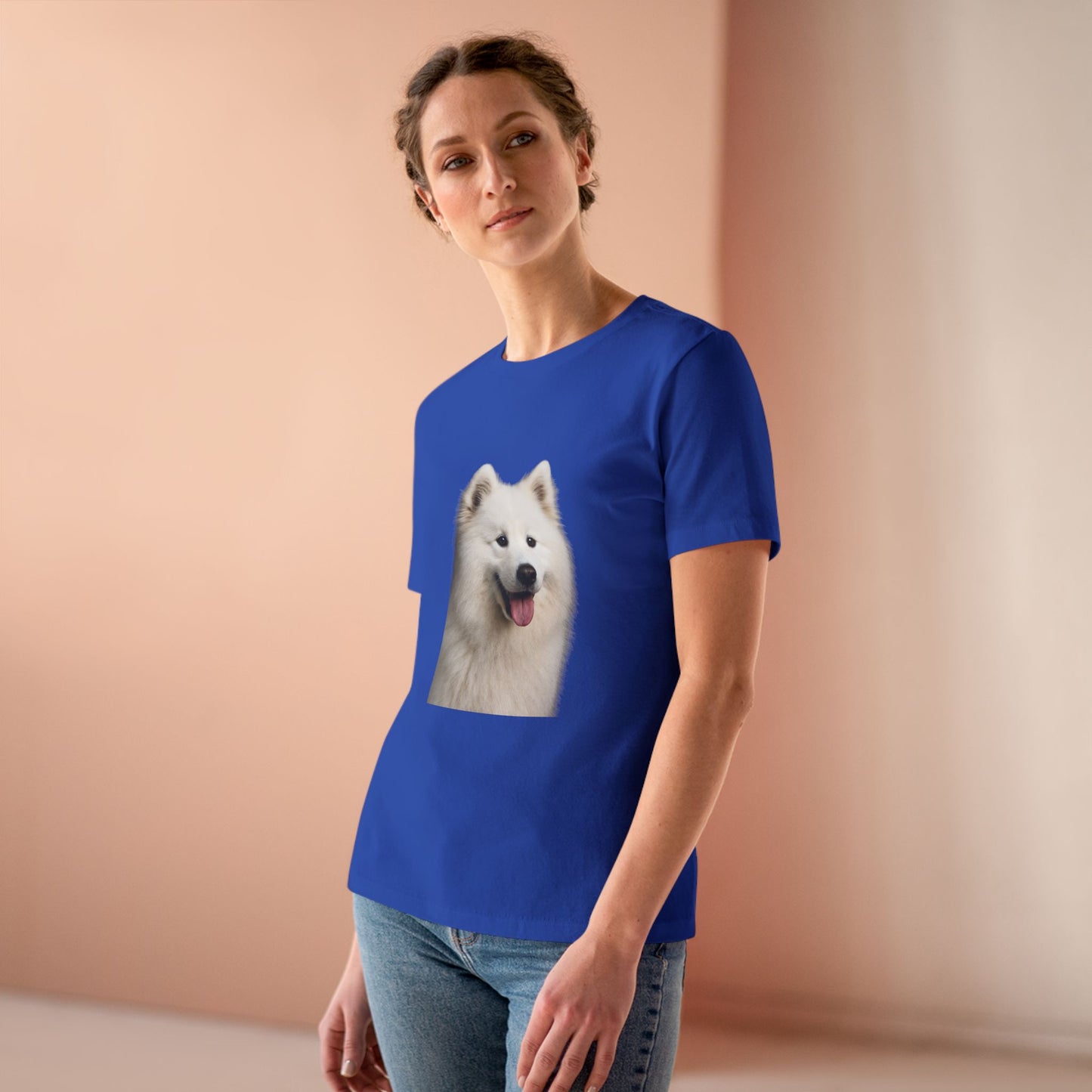 Samoyed Head Women's Short Sleeve Crewneck Tee