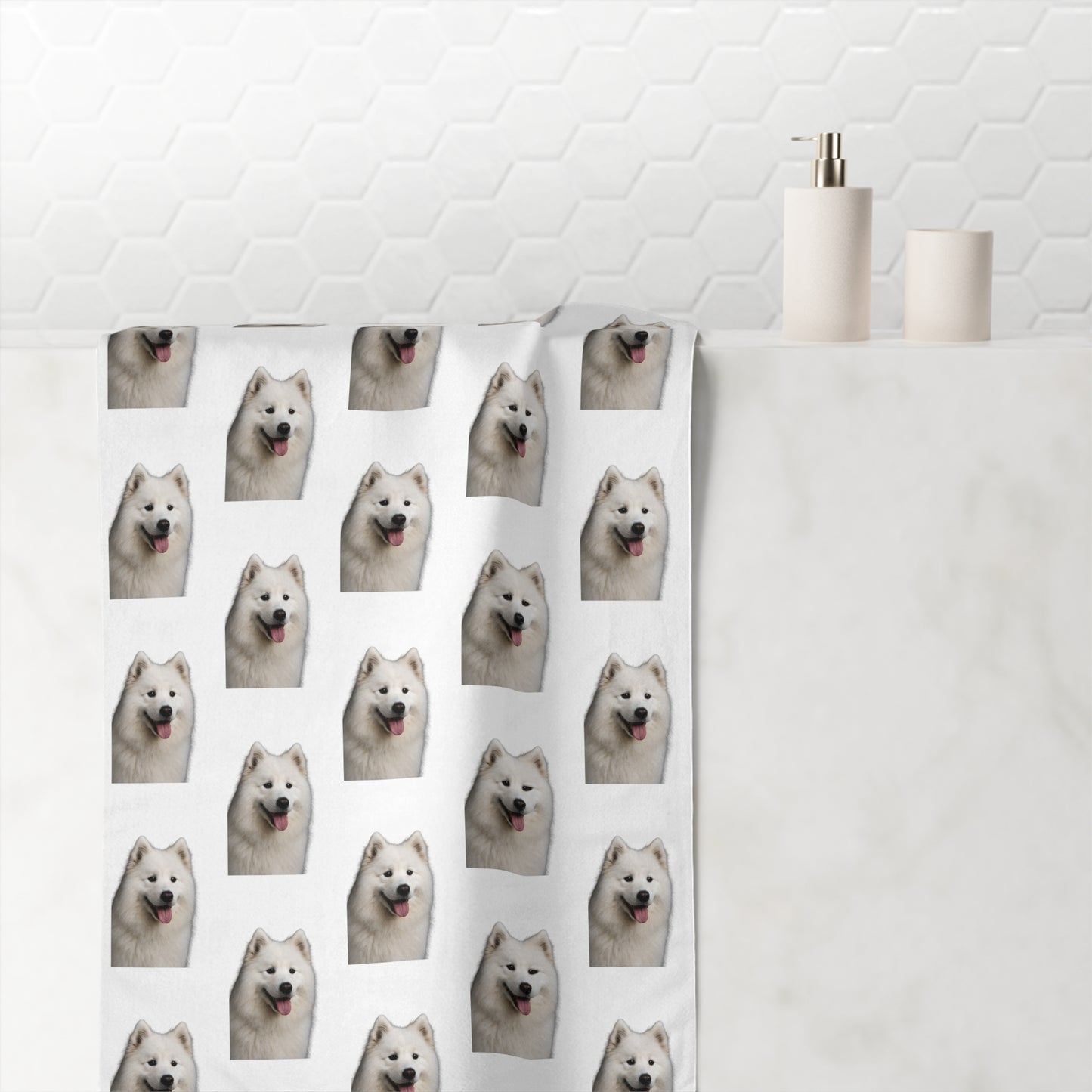 Samoyed Head Mink-Cotton  Beach Towel