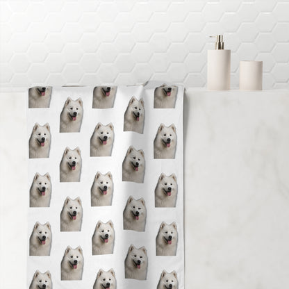 Samoyed Head Mink-Cotton  Beach Towel