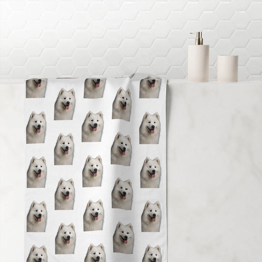 Samoyed Head Mink-Cotton  Beach Towel