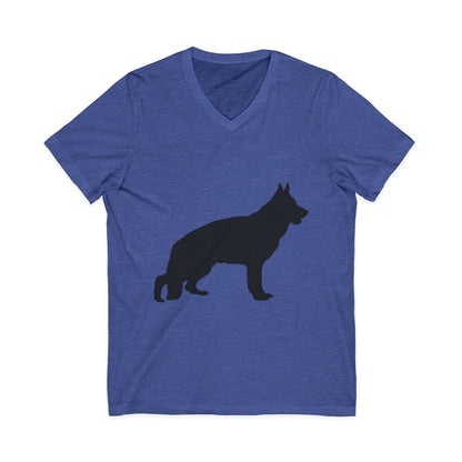 German Shepherd Silhouette Unisex Short Sleeve V-Neck Tee