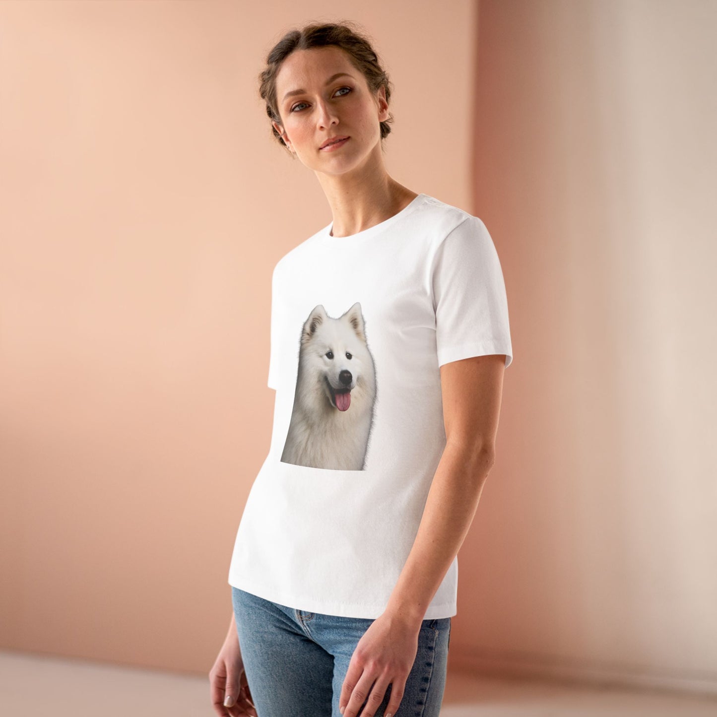 Samoyed Head Women's Short Sleeve Crewneck Tee