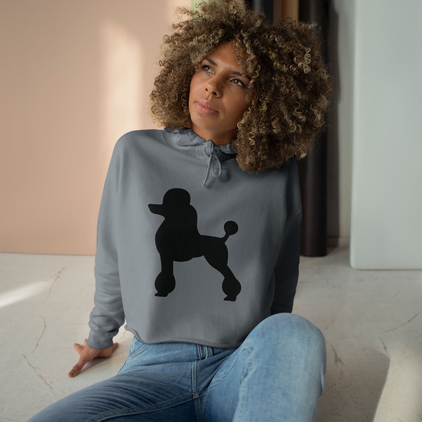 Poodle Silhouette Women's Crop Hoodie