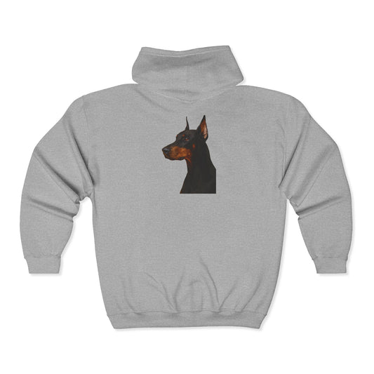Doberman Head Unisex Full Zip Hoodie