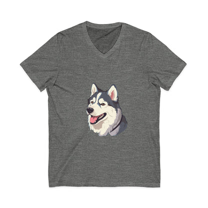 Malamute Head Unisex Short Sleeve V-Neck Tee