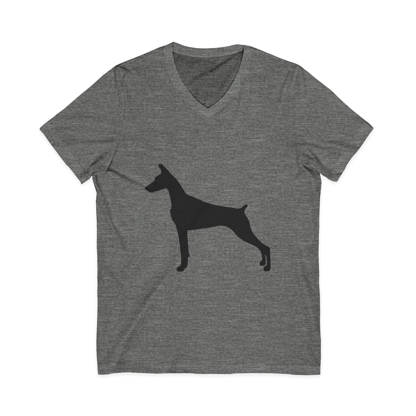 Doberman Silhouette Unisex Short Sleeve V-Neck Tee
