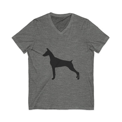 Doberman Silhouette Unisex Short Sleeve V-Neck Tee