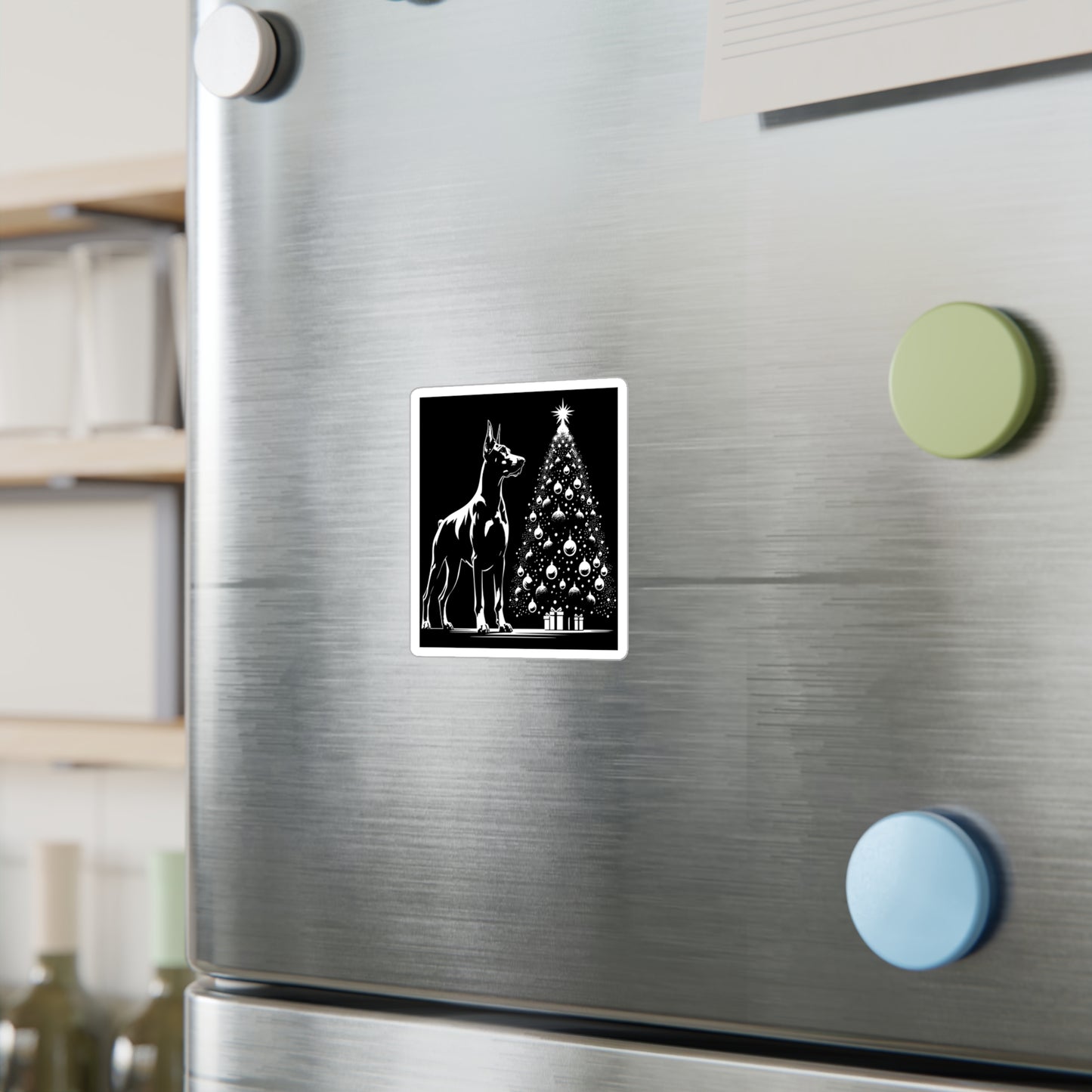 Doberman Christmas Tree Vinyl Decal