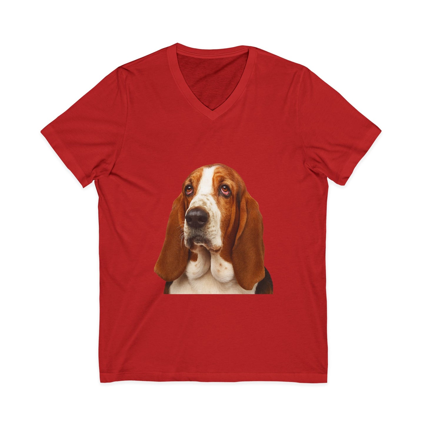 Basset  Head Unisex Short Sleeve V-Neck Tee