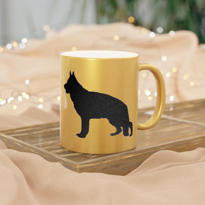 German Shepherd Silhouette Metallic Coffee Mug