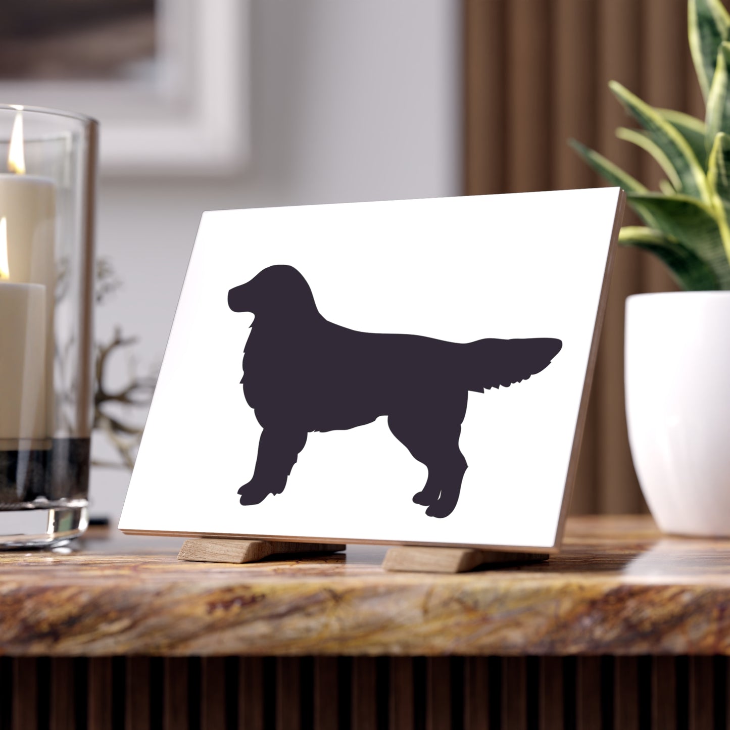 Golden Silhouette Ceramic Photo Tile