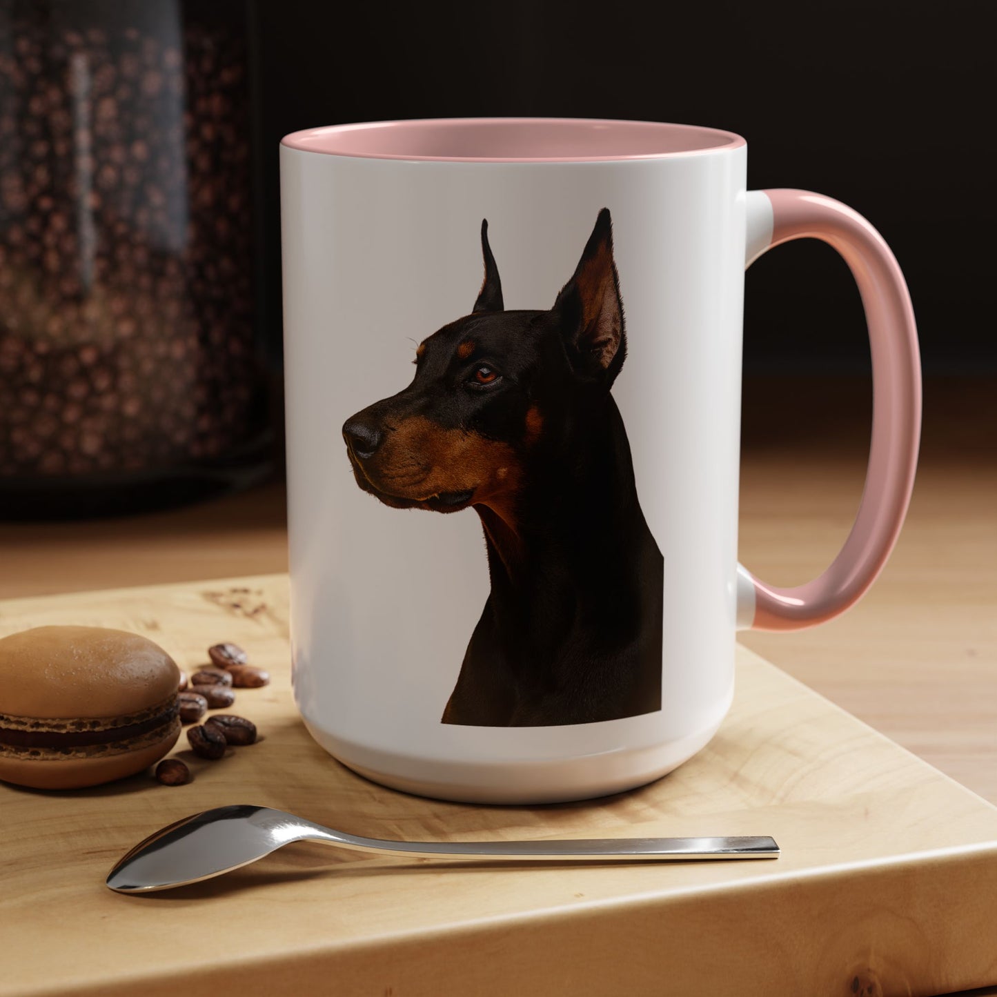Doberman Head 2-Tone Coffee Mug