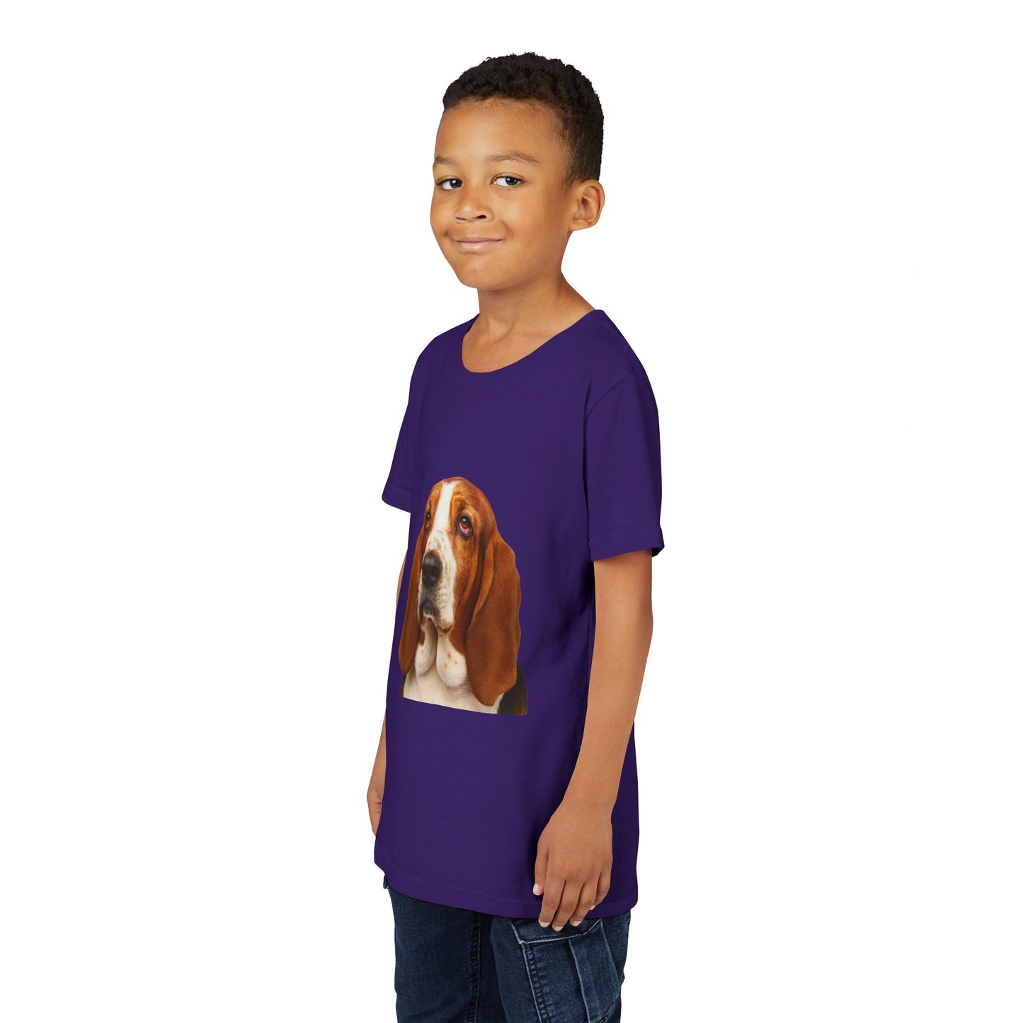 Basset Head Youth Unisex Short Sleeve Crewneck Tee