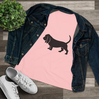 Basset Hound Silhouette Women's Short Sleeve Crewneck Tee