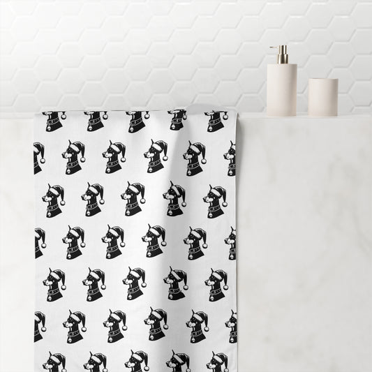 Santa Paws Doberman Mink-Cotton  Beach Towel